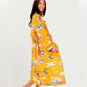 Katie Kime Houston Toile Midi Length Lounge Robe Orange L/XL